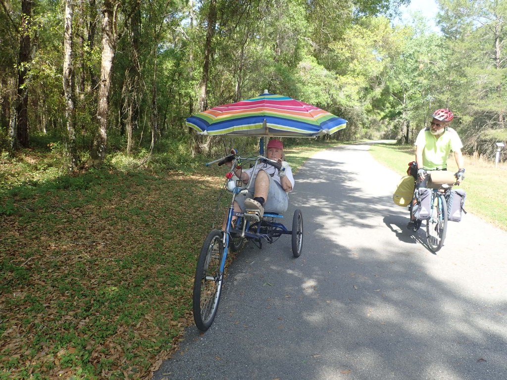 Riding the Withlacoochee
 State Trail on our way to Orlando